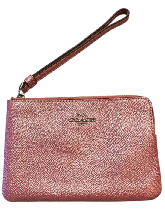 Coach Handbags - Coach Limited Edition Maroon Pink Metallic Pebbled Leather Zippered Wristlet